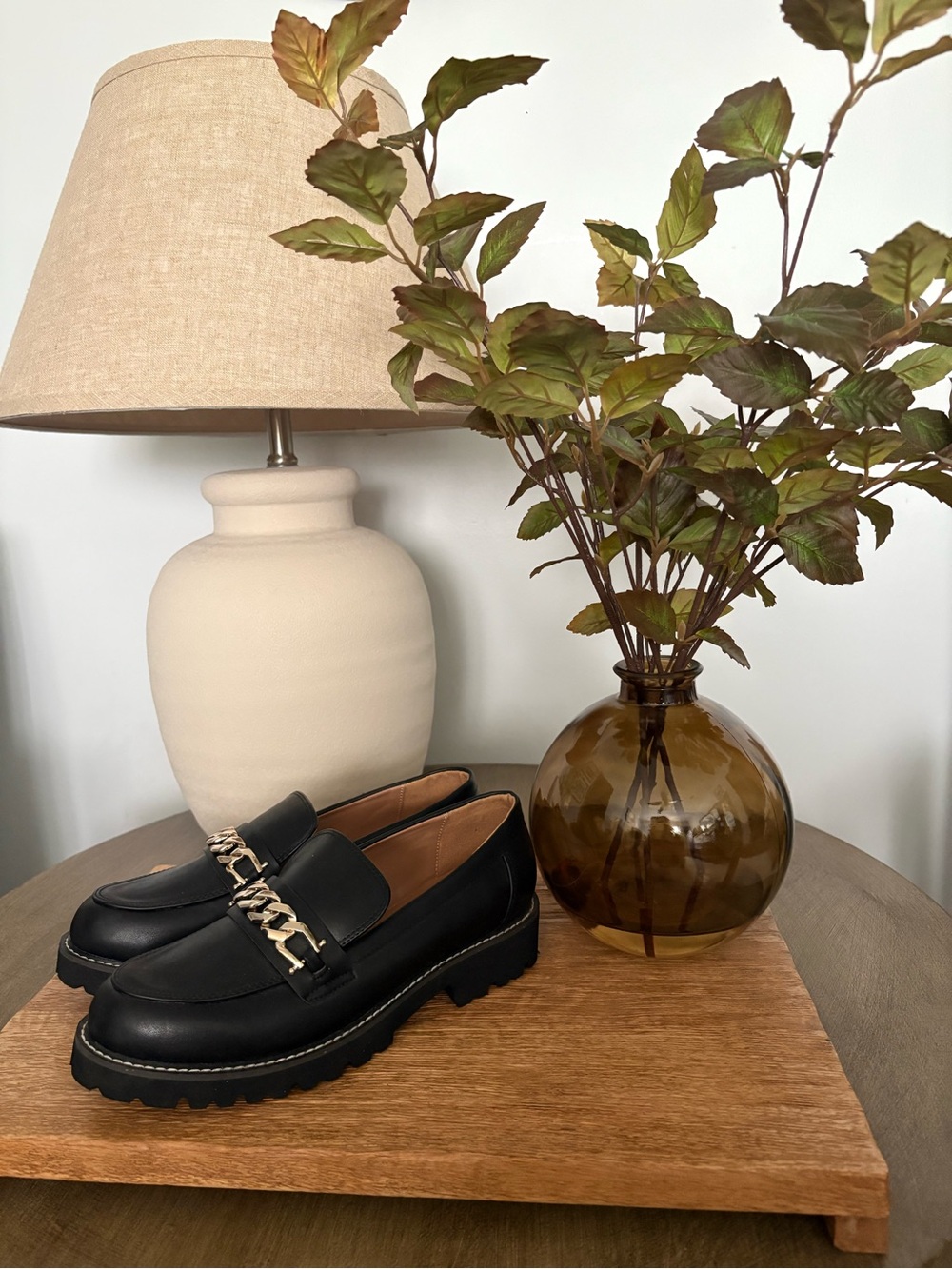 BCBG Generations Loafers Women 9 Black Slip On Shoes With Chain Design